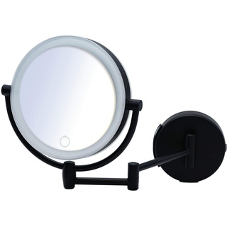 RIDDER Spiegel, Kosmetikspiegel, Schminkspiegel, Hängespiegel Shuri, schwarz | Touch | Dimmer | 5x-Vergrößerung