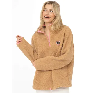 Zwillingsherz Troyer Sweatshirt Leo Patch Beige L