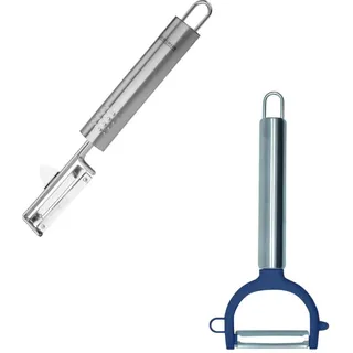 Fackelmann Duo Gemüseschäler Pendel und Gemüseschäler 19 cm Edelstahl Kunststoff Grau