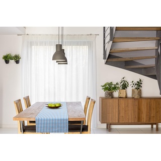 FILU Tischläufer 40 x 180 cm Hellblau/Weiß kariert (Farbe und Größe wählbar) - hochwertig gefertigter Tischläufer aus 100% Baumwolle im skandinavischen Landhaus-Stil