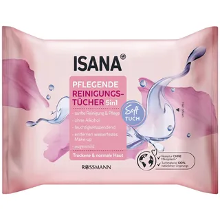 Isana feuchte Reinigungstücher 5 in 1 alle Hauttypen 1-lagig weiß, 25 Tücher