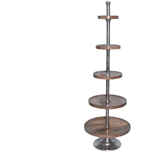 goodsforbusiness Etagere 3 Tabletts H60cm oder 5 H150cm, Pyramidenständer Teller Akazienholz, Etagenständer, Servierständer, Dessertständer (5 Etagen - 150 cm)