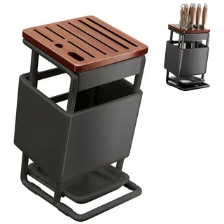 OSTWOLKE Messerblock Universal Messerhalter mit Tropfschale, ohne messer schwarz