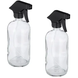 relaxdays Sprühflasche 4 x Sprühflasche aus Glas schwarz|weiß