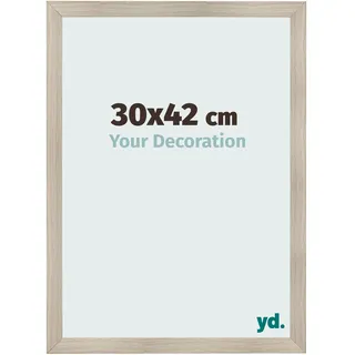 yd. Your Decoration - Bilderrahmen 30x42 cm - Eiche Hell - Bilderrahmen aus MDF mit Acrylglas - Antireflex - 30x42 Rahmen - Pisa
