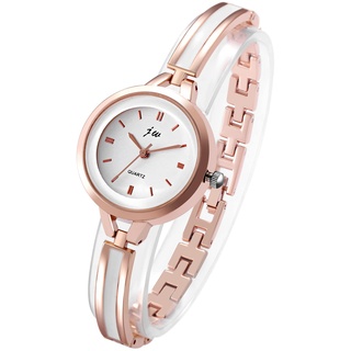 JewelryWe Damenuhr Elegant Analog Quarz Armbanduhr Damen Klein Einfach Beiläufige Uhr Spangenuhr mit Metall-Armband Rosegold