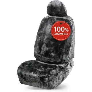 Walser Premium Lammfell Autositzbezug Maya - 100% Lammfell Sitzbezug für Auto, Schwarz