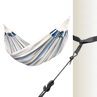 LA SIESTA® - Brisa - Kingsize + Baum- & Pfosten-Befestigung Hängematte, handgefertigt in Kolumbien, mit 180 cm Breite für entspannte Momente drinnen und draußen. (Sea Salt)