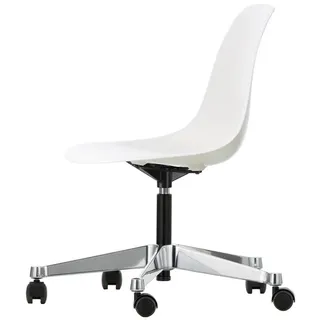 Vitra Drehstuhl Eames Plastic Side Chair PSCC Sitzschale weiß, Designer Charles & Ray Eames, 46.5x76-88.5x55 cm