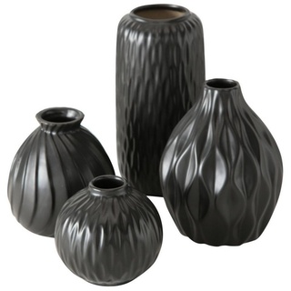 BOLTZE Tischvase Boltze Vase Zalina 4-teilig schwarz, Blumenvase, Keramik Vase für