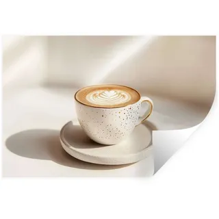 MuchoWow Wandsticker Cappuccino - Schaumstoff - Schale - Beige (1 St), Wandtattoo, Selbstklebend, Wohnzimmer, 60x40 cm 60 cm x 40 cm x 0.1 cm