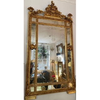 Casa Padrino Barock Spiegel Gold / antikes Spiegelglas - Rechteckiger Wandspiegel mit eleganten Verzierungen - Barock Garderoben Spiegel - Barockstil Wandspiegel - Barock Möbel - Edel & Prunkvoll