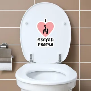 Deko Aufkleber WC Deckel Toilettendeckel Bad Badezimmer Klo Funsticker Toilettensitz Klodeckel lustiger Spruch selbstklebend (R173-11 I love seated people)