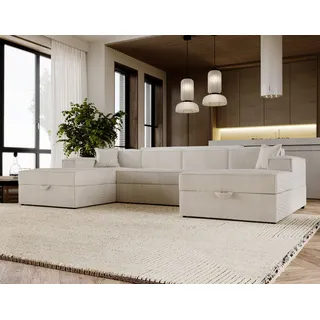 yourhouse24 Wohnlandschaft OASIS U, U-Form 320 cm, Cord, mit Schlaffunktion & Bettkästen
