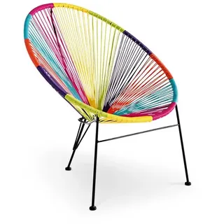 2er-Set Gartenstuhl Egg, PE-Geflecht Bunt