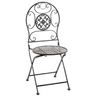 Kobolo Gartenstuhl Vintage Nostalgie Stuhl aus Metall grau 91cm