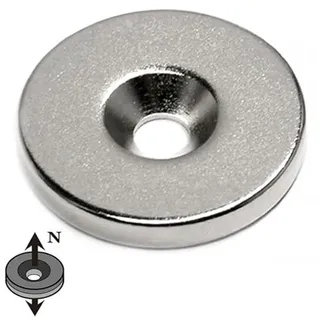 Ringmagnet mit Senkung Ø 30/5,3 x 5mm - Neodym (NdFeB) - Nord (N-Pole) - Haftkraft 8,1 kg - starke Scheiben-Magnete mit Bohrung und Senkung (Senkbohrung) für Industrie und Zuhause