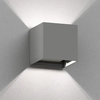 ledscom.de Wandleuchte CUBEL Aluminium 10,0 cm inkl. LED Lampe 596lm grau
