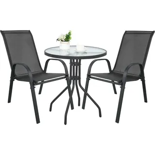 Runder Tisch ISLAND 60 cm + 2 Stühle SOFIA in Dunkelgrau - Bunt