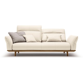 hülsta sofa 3-Sitzer hs.460, Sockel in Nussbaum, Füße Nussbaum, Breite 208 cm weiß