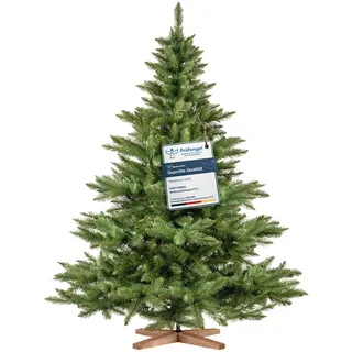 FairyTrees Weihnachtsbaum künstlich 180 cm NORDMANNTANNE TESTSIEGER | Künstlicher Tannenbaum naturgetreu inkl. Holzständer, handgefertigt in EU, Klassische Form, Dichte Zweige, FT14