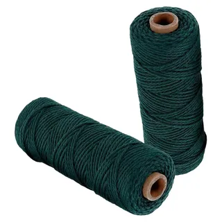 2 Rollen grüne Baumwollkordel für Makramee, weiches Bastelseil für Wandbehang, DIY-Dekoration, handgefertigte Textur, Makramee-Zubehör für Woh...