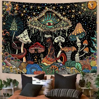 Yeoiat Pilz-Wandteppich, Hippie-Wandteppich für Schlafzimmer, niedlicher Wandteppich, ästhetischer Wandteppich, zum Aufhängen für Schlafzimmer, Schlafsaal, Wohnzimmer (Pilz, 111,8 x 152,4 cm)