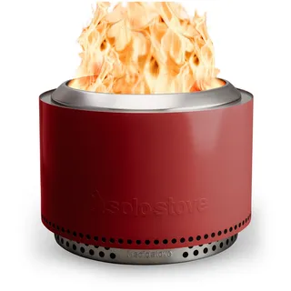 Solo Stove Feuerschale Yukon 2.0 mit Standfuß | Feuerstelle für Raucharme Holzverbrennung, Herausnehmbare Auffangschale, Mobile Outdoor Feuertonne, Edelstahl, 68,5 x 50,5 cm, 20 kg, Rot