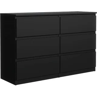 meble masztalerz Kommode 140, 6 Schublade, Schwarz | Kommodenschrank ‎39x138, 5x78, 5 cm, Moderne Schubladenschrank, Sideboard für Wohnzimmer, Flur & Schlafzimmer