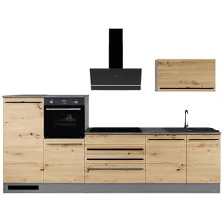 Stella Trading Küchenzeile Jazz 320 cm anthrazit/artisan eiche/metallic braun/anthrazit/braun