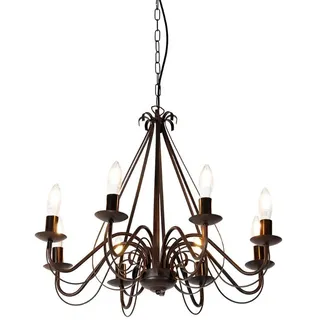 Qazqa Kronleuchter Giuseppe, LED wechselbar, E14, Rostbraun, Landhaus, Stahl, 8-flammig braun