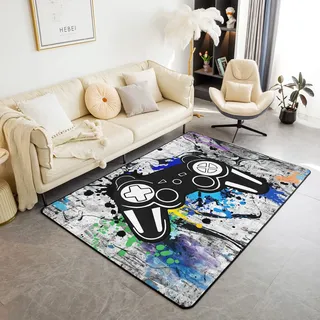 Loussiesd Gaming Gamepad Area Teppich 100x150cm Gamer Dekorative Teppiche für Küche Schlafzimmer Auto Super Weich Dinosaurier Moderne Spielkonsole Controller Bunte Indoor Bodenmatte