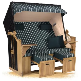 Strandkorb Hanse Ostsee XXL 2,5 Sitzer Volllieger schwarz 150cm breit, ideal für Garten, Terrasse und Balkon