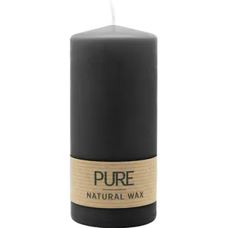 100% PURE, NATURAL WAX, Stumpenkerze, Schwarz, WENZEL, 130/60 mm, Brenndauer ca. 41h, 100% plastikfrei