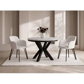 WFL GROUP Runder Ausziehbarer Esstisch 120 cm x 76 cm weiß
