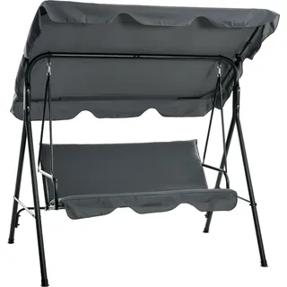 Outsuuny Hollywoodschaukel mit Sitzpolster, 3-Sitzer Gartenschaukel mit verstellbarem Sonnendach, Schaukelbank belast bis 240 kg, für Garten, Terrasse, 172 x 110 x 153 cm, Grau   Aosom