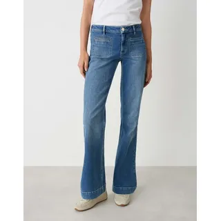 Opus Hose Denim Ebbi Long Flared Jeans mit Leistentaschen Modell Jeansblau, 42/32