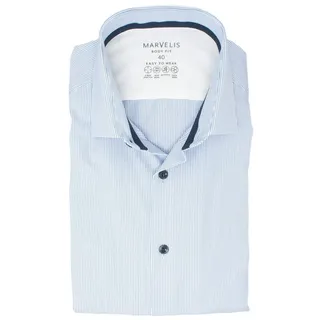 MARVELIS Businesshemd BODY FIT - Easy To Wear Hemd enge, taillierte Schnittführung blau 41