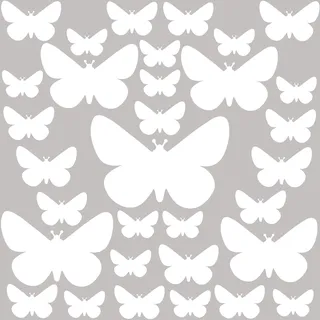 PREMYO 32 Schmetterlinge Wandsticker Kinderzimmer Mädchen Jungen - Wandtattoo - Wandaufkleber Selbstklebend Weiß