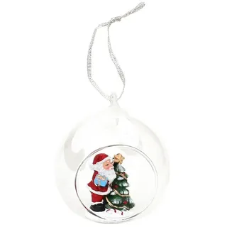 SIGRO Weihnachtsfigur Figur in Glaskugel Weihnachtsmann mit Baum (Stück, 1 St., 1 Glaskugel), Hängedekoration Geschenkidee rot|weiß