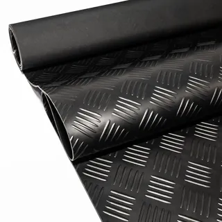 Riffelblech Gummimatte 3mm Schwarz - Bautenschutzmatte 100 x 50 cm | Riffelblech-Optik, rutschhemmend & zuschneidbar - Bautenschutzmatte für Werkstatt, Garage, Anhänger, Keller & Industrie