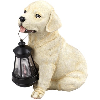 Solarleuchte Hund Garten Solar Dekoleuchte Solarlampe für Außen, Labrador mit Laterne, Akku, 1x LED, LxBxH 15,5x23,5x25 cm