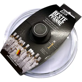 AMT Gastroguss runder Glasdeckel mit Deckelknopf und AMT-Original-Banderole, Ø 32 cm, backofenfest, passend Produkte (Bratpfannen, Schmorpfannen, Kochtöpfe etc.), AMZN-032-Z1-L2