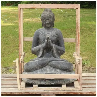 Oriental Galerie Dekofigur Buddha Figur sitzed Garten Steinfigur Greetings 80 cm (1 St) grau