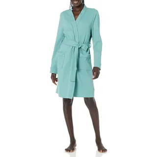 Amazon Essentials Damen Leichter Waffel-Bademantel, Mittellang (Erhältlich In Übergröße), Grünblau, XS