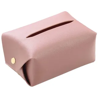 Leder Kosmetiktücherbox, Taschentücher Box Spender, wasserdichte Aufbewahrungsbox aus PU-Leder, Taschentuchhalter für Gesichtstücher, Schubladenbox Geeignet für Auto, Büro, Badezimmer(Rosa)