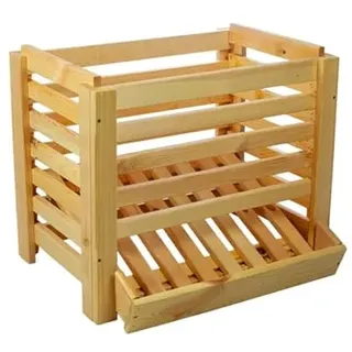 STOLMAK Kartoffelkiste 60x40x40 cm Kartoffel Aufbewahrungsbox Holz Zwiebel Obstkiste Gemüse Aufbewahrung Holzkisten Kartoffelbox