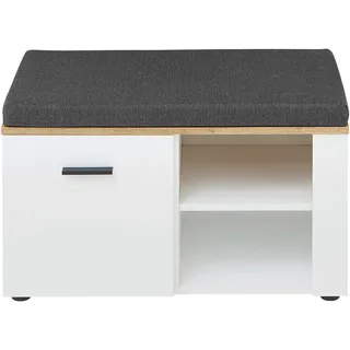 Xora Garderobenbank, Weiß, Eiche, Kunststoff, 2-Sitzer, Füllung: Schaumstoff, 80x47x38 cm, Typenauswahl, Garderobe, Garderobenbänke, Garderobenbänke