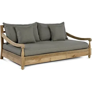 OUTFLEXX Sofa, natur, recyceltes Teak, 190x112x82cm 2 Sitzer, inkl. Kissen, mit Armlehnen, FSC®-zertifiziertes Produkt