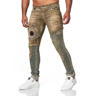 KINGZ Slim-fit-Jeans in lässigem Design blau|grün L